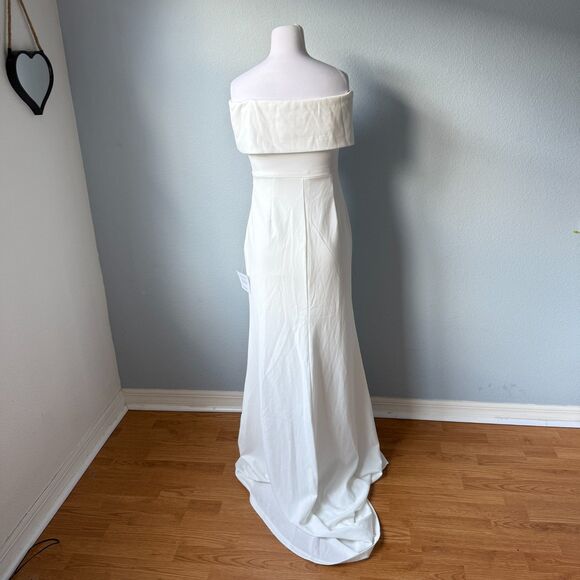 Lulus Exceptional Romance White Off-the-Shoulder Mermaid Maxi Dress Size Large - Picture 8 of 12